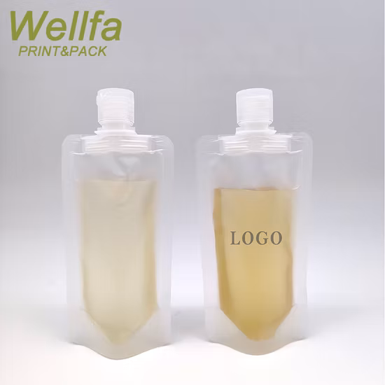 Logo personnalisé imprimé 100 ml Transparent Lotion shampooing liquide voyage échantillon en plastique à clapet emballage sac recharge bec poche