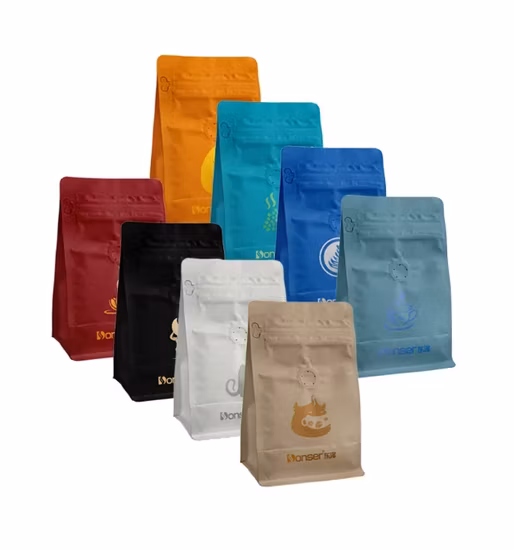 Custom Quad Seal Bag and Flat Bottom Pouch with Zipper for Food Manufacturers