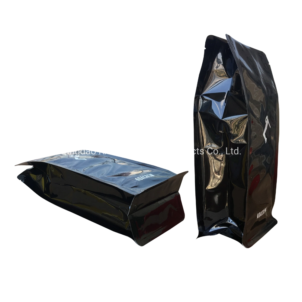 Aluminum Coffee Bean Packaging Bag Block Flat Bottom Pouch with Valve Bags