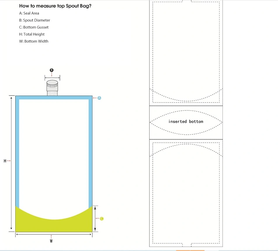 Custom Logo Printed Transparent Stand up Plastic Drink Packing Use Pouch with Spout