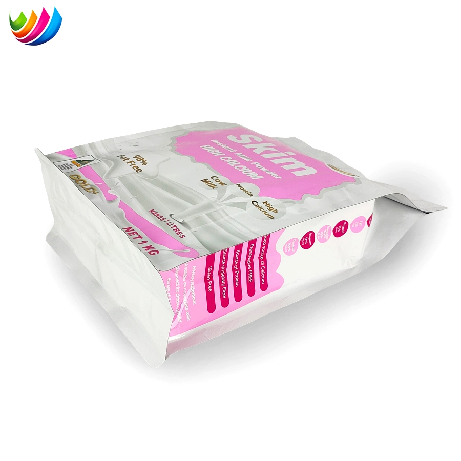 Printed Customized Plastic Aluminum Foil Coffee Powder Milk Bag Flat Bottom Pouch with Zipper