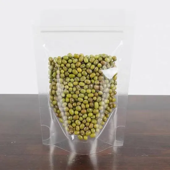 Wholesale Transparent Plastic Bag Flat Bottom Stand up Pouch with Zipper for Candy Rice Nuts Tae