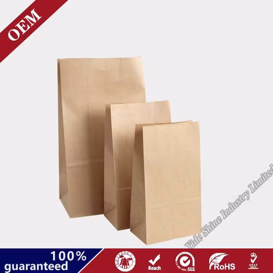 Wholesale Kraft Paper Bags Square Bottom Food Grocery Bag Bakery Bag