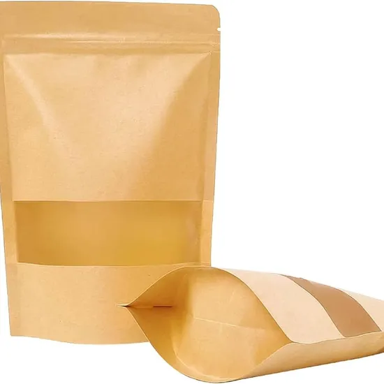Hot Sale 250g Water Proof White Kraft Paper Window Bag Zip Lock Food Packaging Pouch
