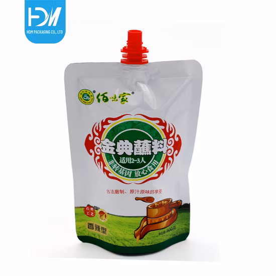 Pochette à bec de couleur blanc cassé Différentes tailles de sacs à eau Sac de liquide étanche avec bec et poignée Récipient d'emballage alimentaire