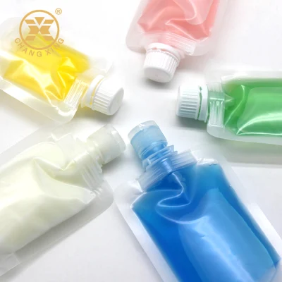 L'emballage clair de bière de boisson de nourriture met en sac 50ml 300ml 500ml 1000ml le liquide transparent tiennent la poche en plastique de bec avec le chapeau