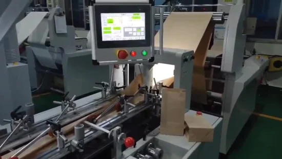 Machine de fabrication de sacs en papier entièrement automatique Machine de fabrication de sacs en papier à fond carré plat Kraft à faible coût
