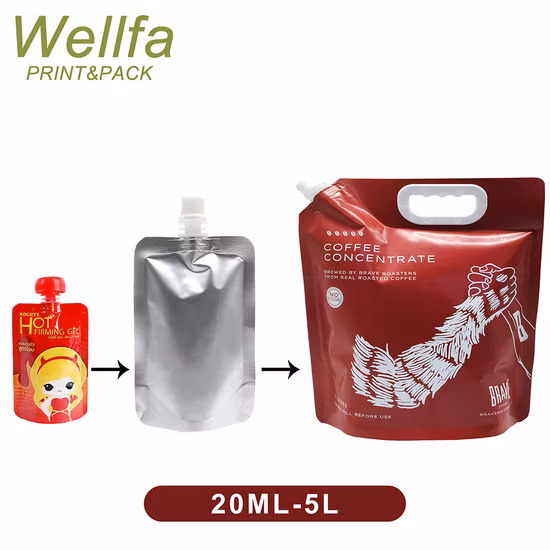 Personnalisé imprimé 200 ml 1L 2L buse d'aspiration sac de papier d'aluminium HDPE recharge liquide emballage en plastique tenir la poche de bec