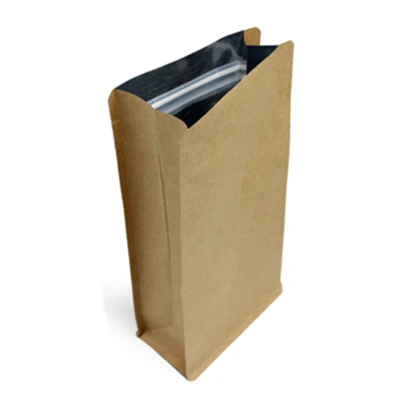 Recharge de 250g debout emballage sac à soufflet latéral joint carré papier Kraft boîte d'emballage de café pochette à fond plat avec Valve