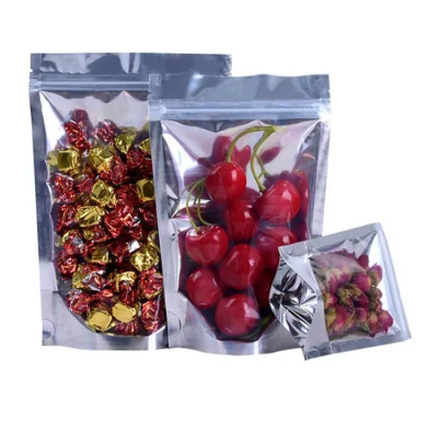 Sucre Fruit Sel Emballage alimentaire Feuille d'aluminium Mylar Spice Bags Transparent Clear Stand up Zip Lock Rescellable Beef Noix Riz Café Céréales Thé Pochette en plastique