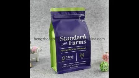 Pochette de café de thé de sac de fond plat d'impression personnalisée avec des sacs d'emballage en papier kraft en plastique transparent de tirette