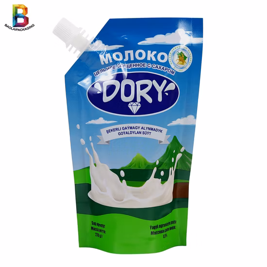 Réutilisable alimentaire Standup lait stockage robinet vide clair sac en plastique cornue boisson sachets emballage tenir debout Transparent bec poche