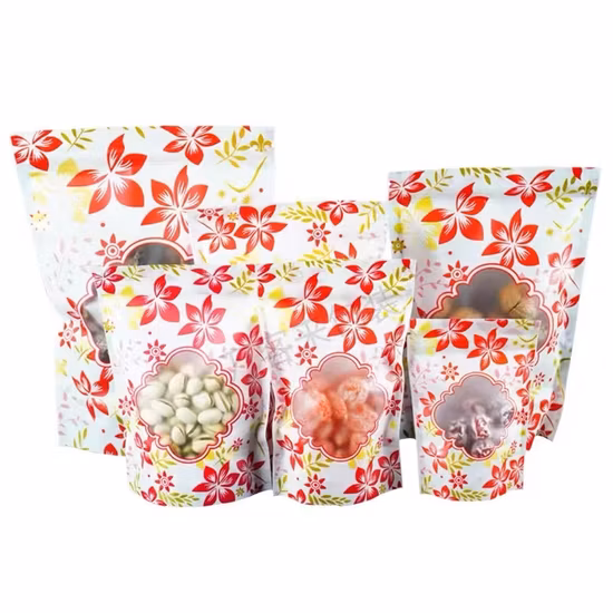 Sac en plastique transparent en gros fond plat pochette debout avec fermeture éclair pour bonbons riz noix Tae