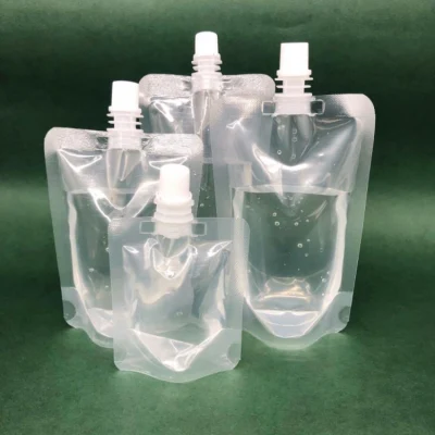 Personnalisé 150ml/200ml/400ml Transparent Stand up Spout Pouch Clear Drink Pouch avec bec Emballage en plastique Jus Drink Pouch Packaging avec bec verseur